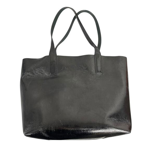 Kate Spade Arch Patent Leather Black Green Reversible Tote Shoulder Bag Large - Picture 4 of 8